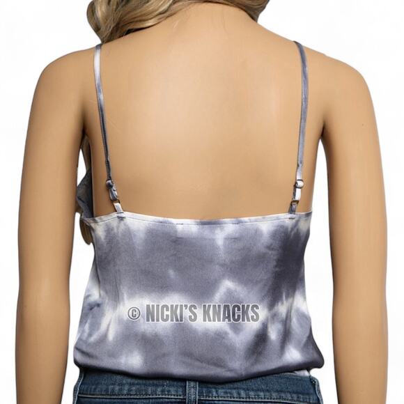Abercrombie & Fitch Satin Tie Dye Bodysuit Gray White Cami Tank Top Size XS - Picture 4 of 12